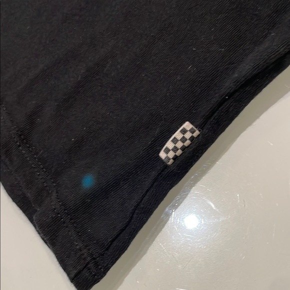 Vans Black Tee with Flame and Checkered Sleeves - Picture 2 of 6